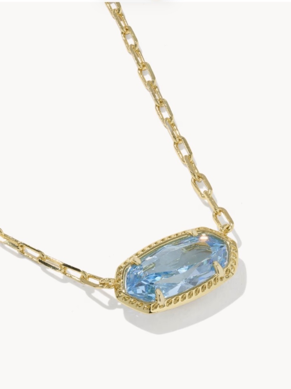 Kendra Scott Elisa Luxe Gold Short Pendant Necklace in Light Blue CZ - Picture 3 of 6